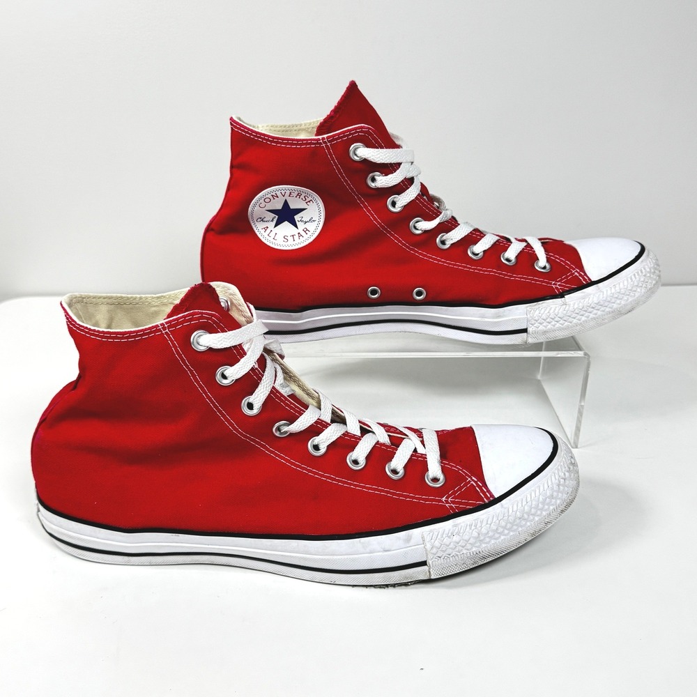 Converse Chuck Taylor High Top Red Canvas Sneakers Classic Streetwear Mens Sz 12